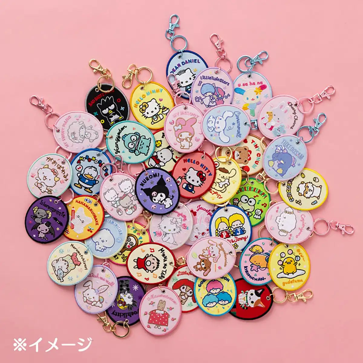 Sanrio Kerokerokeroppi Embroidered Patch Keychain Polyester Steel 1st Edition