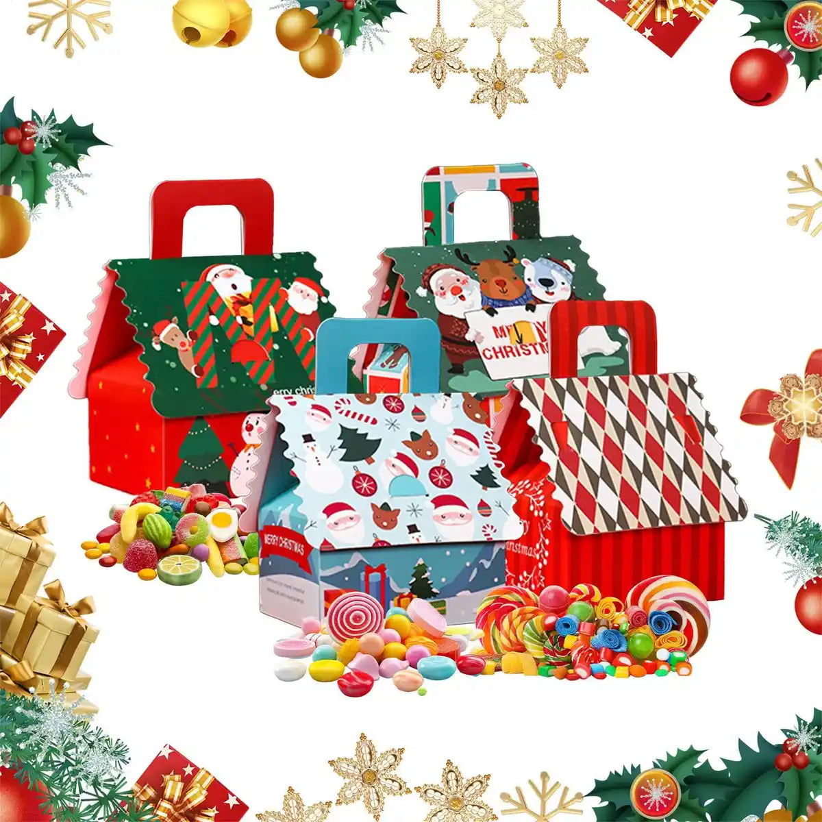 Riaisttd House-Shaped 3D Christmas Cookie and Candy Treat Boxes - Cardboard- Japan Figure Store - #1 Bring To You The Best Japanese Goods