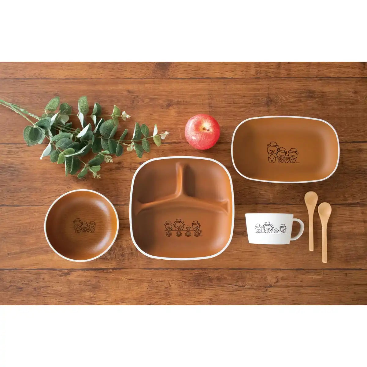 San-X Rilakkuma Wood Grain Square Plate for Home and Kitchen- Japan Figure Store - #1 Bring To You The Best Japanese Goods