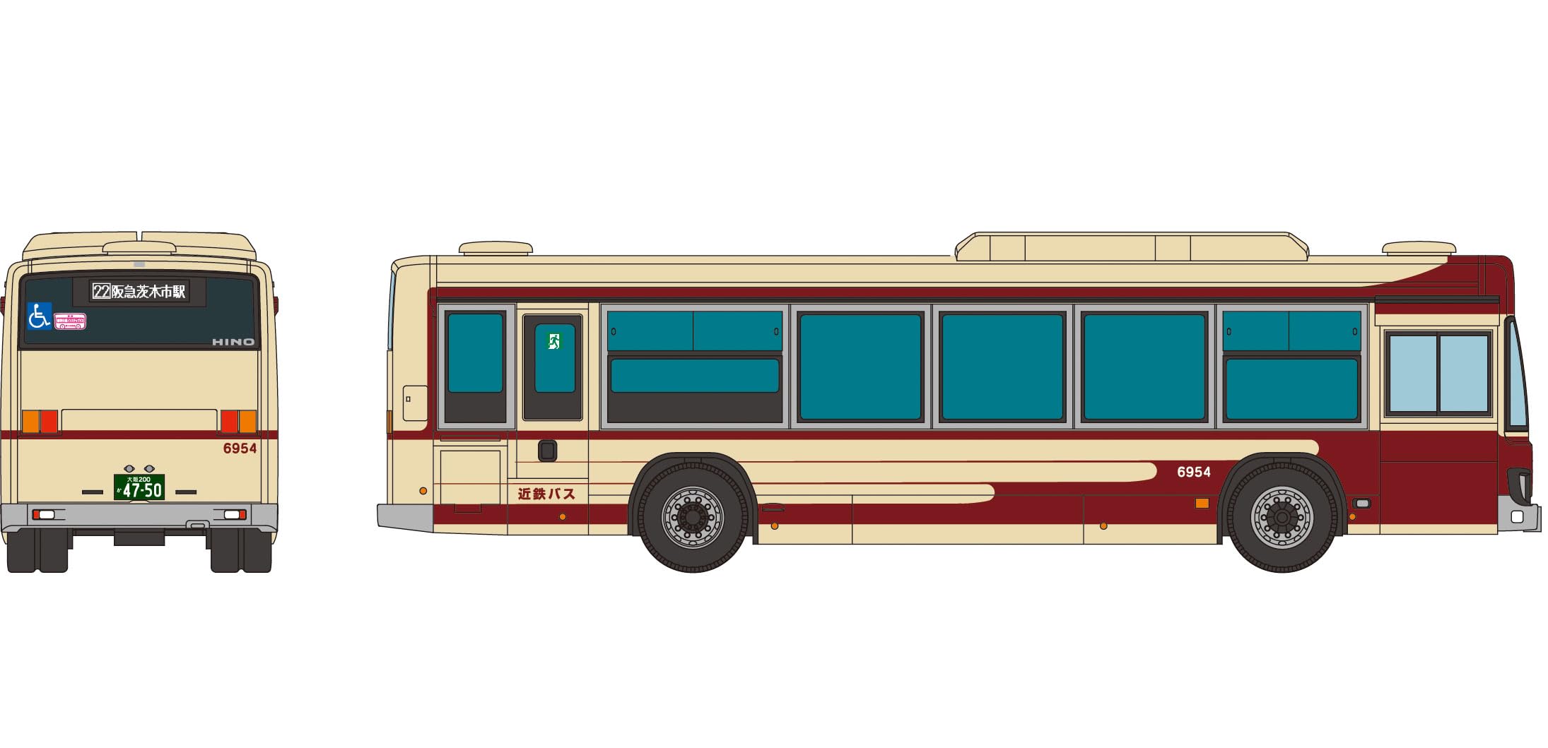Tomytec The Bus Collection Kintetsu Bus Hino Blue Ribbon Paint Design Model- Japan Figure Store - #1 Bring To You The Best Japanese Goods