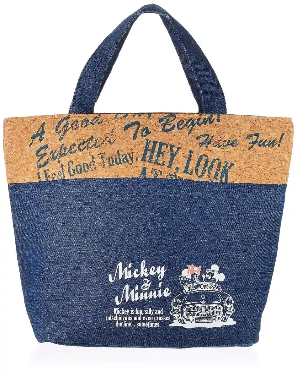 Skater Disney Mickey & Minnie Denim & Cork Cooler Bag - Skater KBCO2- Japan Figure Store - #1 Bring To You The Best Japanese Goods