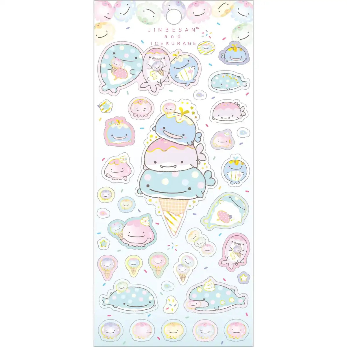 San-X Jinbei-San & Ice Jellyfish Stickers SE61101 20x9.5cm- Japan Figure Store - #1 Bring To You The Best Japanese Goods