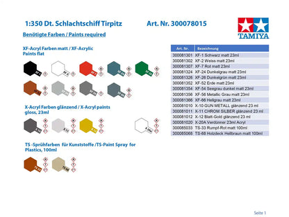 TAMIYA 78015 German Battleship Tirpitz 1/350 Scale Kit- Japan Figure Store - #1 Bring To You The Best Japanese Goods