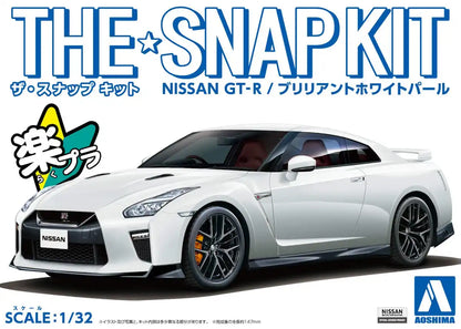 AOSHIMA 56394 07-B Nissan Gt-R Brilliant White Pearl 1/32 Scale Pre-Painted Snap-Fit Kit- Japan Figure Store - #1 Bring To You The Best Japanese Goods