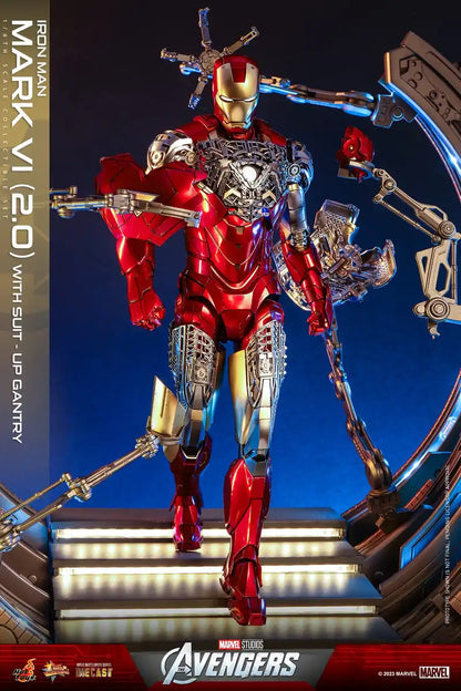 Hot Toys Movie Masterpiece Diecast Iron Man Mark 6 Version 2 with Suit-Up Gantry- Japan Figure Store - #1 Bring To You The Best Japanese Goods
