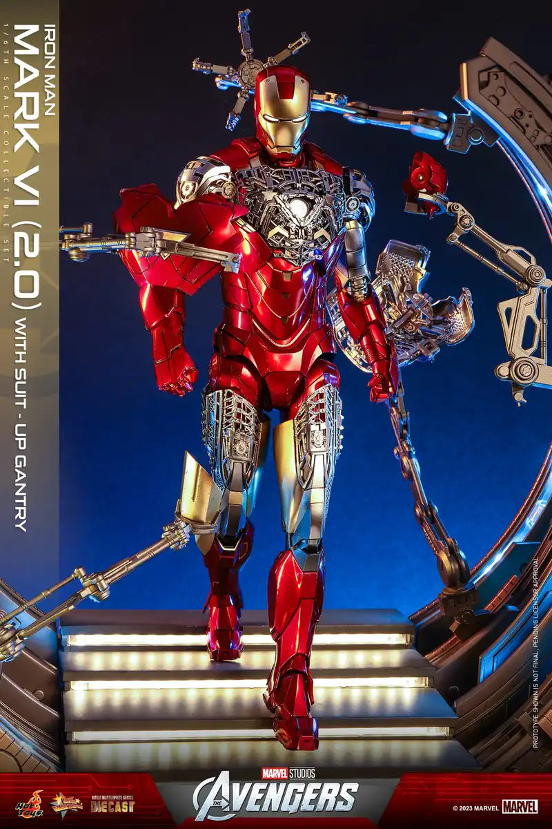 Hot Toys Movie Masterpiece Diecast Iron Man Mark 6 Version 2 with Suit-Up Gantry- Japan Figure Store - #1 Bring To You The Best Japanese Goods