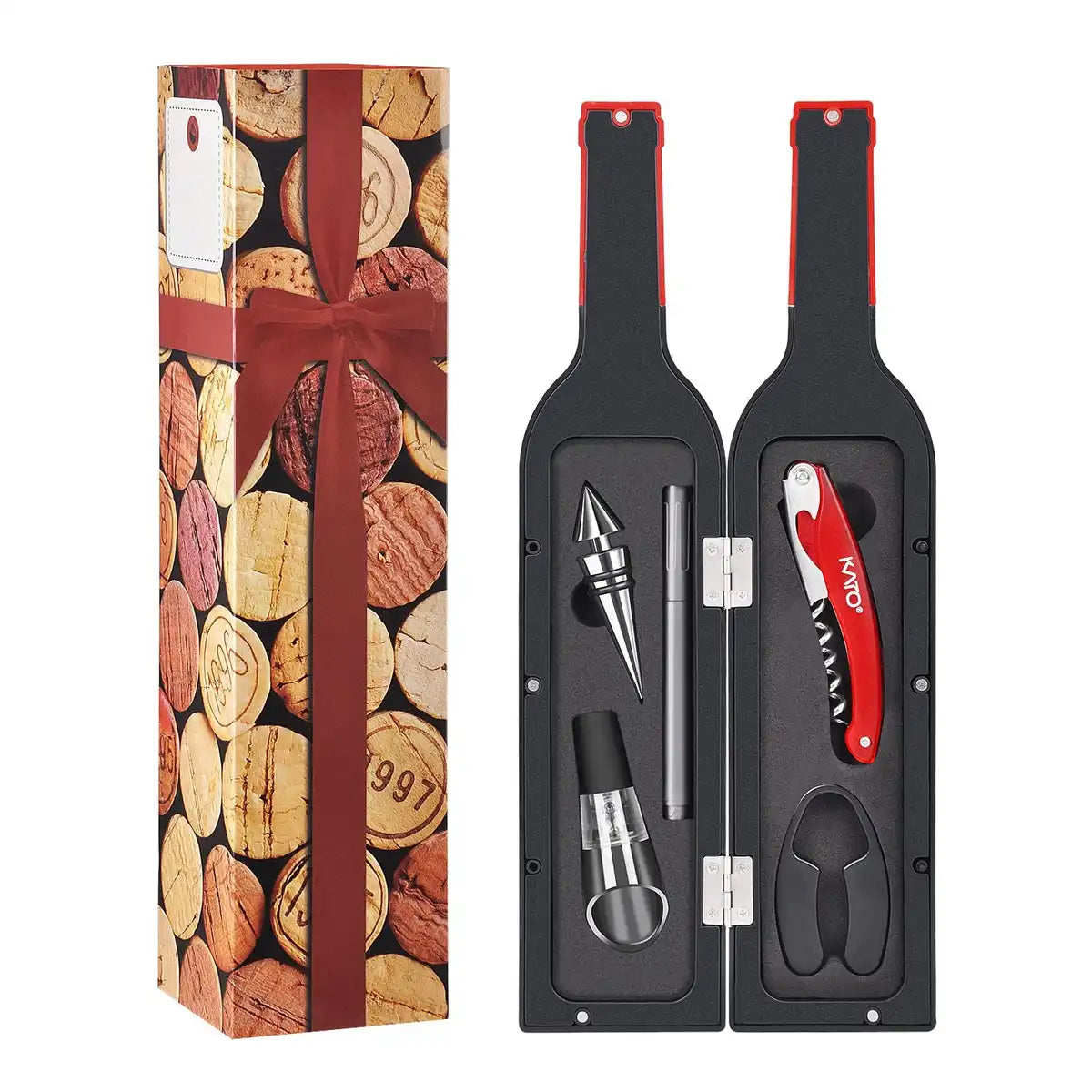 Kato Deluxe Wine Opener and Accessories Gift Set with Stopper Aerator Cutter- Japan Figure Store - #1 Bring To You The Best Japanese Goods