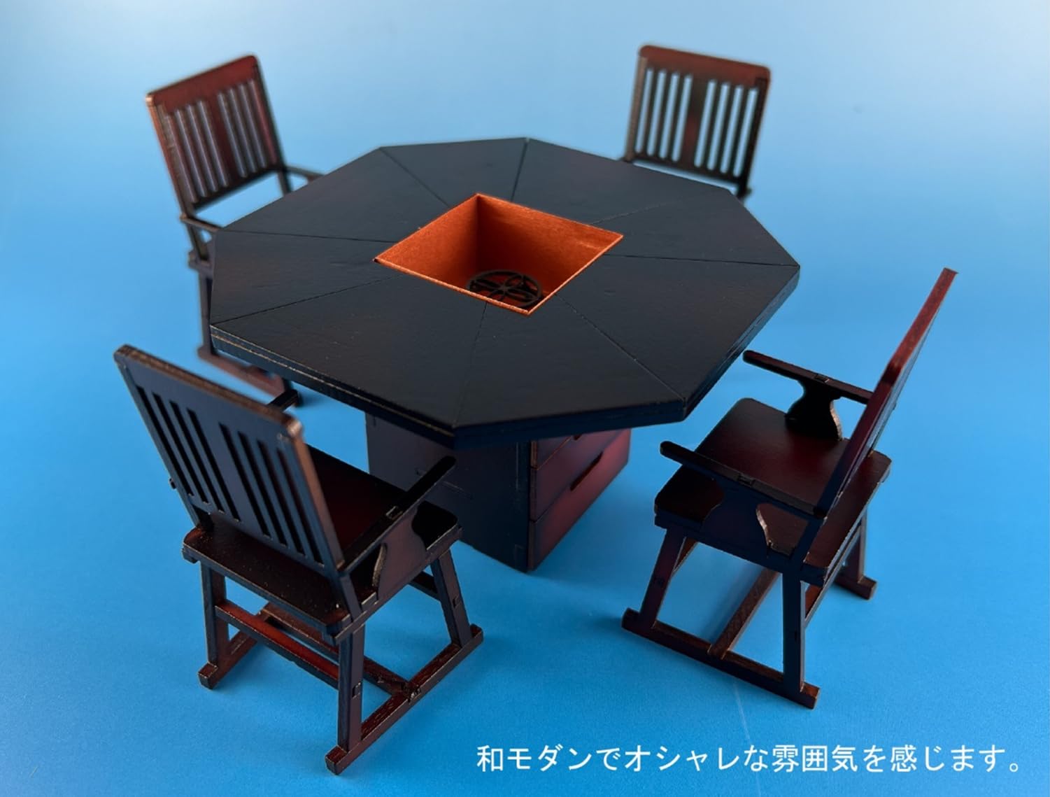 Cobaanii Mokei 1/12 Scale Octagon Table and Chairs Set with Irori Wz-028- Japan Figure Store - #1 Bring To You The Best Japanese Goods