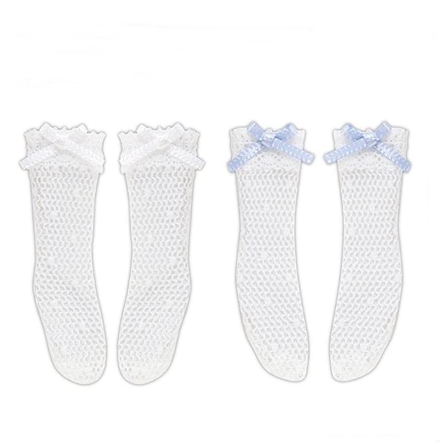 Ensemble de chaussettes pour poupée Azone 1/6 Pure Neemo avec motif en tulle et ruban bleu Alice blanc