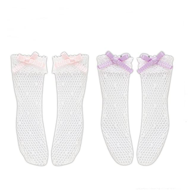 Ensemble de chaussettes pour poupée Azone 1/6 Pure Neemo avec motif ruban rose et lavande