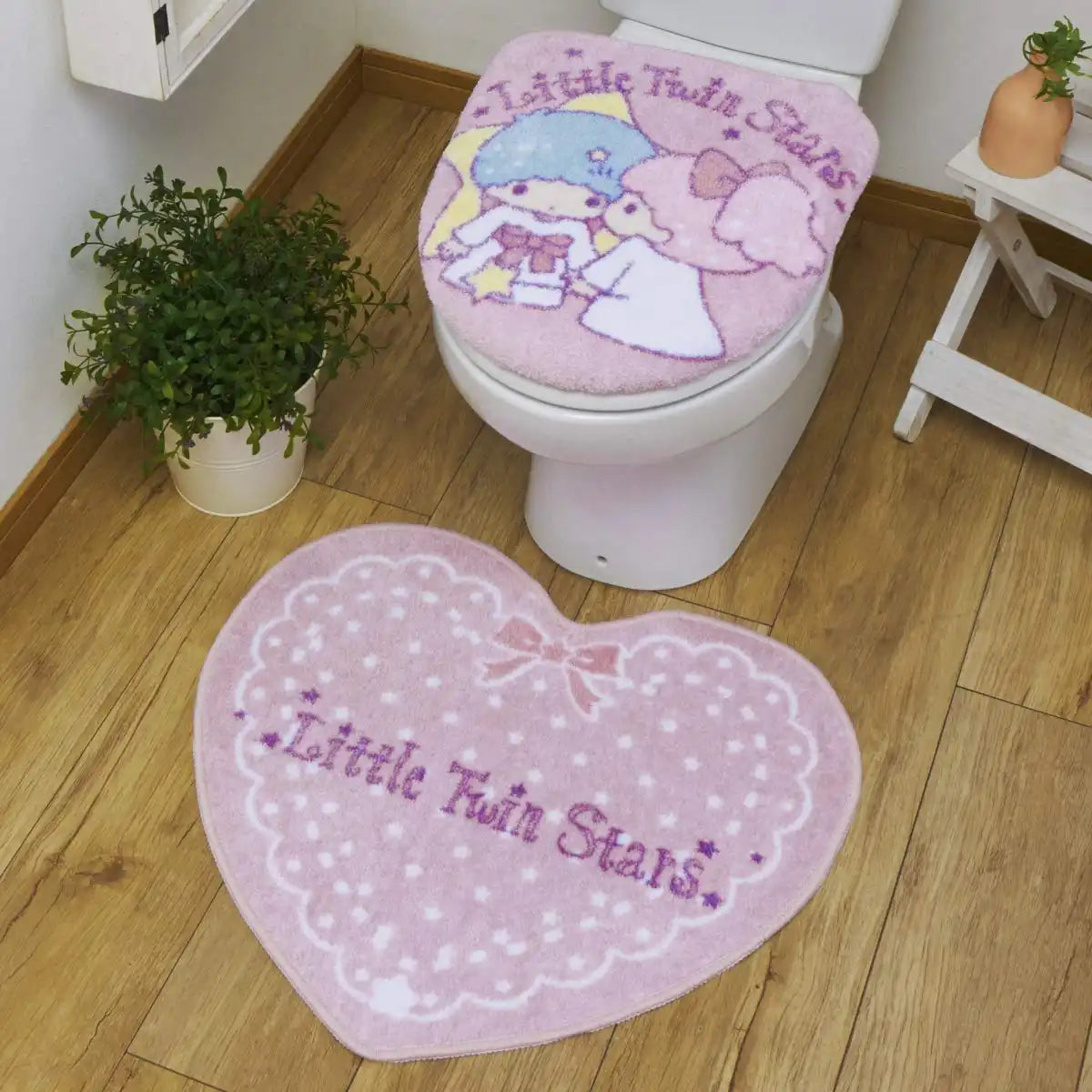 Sanrio Kiki & Lala Toilet Cover and Mat 2-Piece Set for Washing and Heating- Japan Figure Store - #1 Bring To You The Best Japanese Goods
