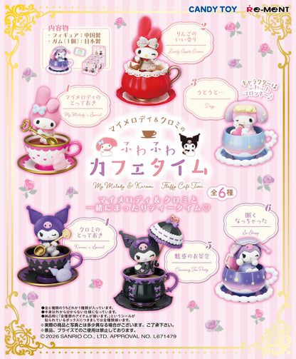 Re-Ment My Melody Kuromi Fluffy Cafe Time 6-Piece Figure Set