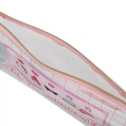 Sanrio Clear PVC Makeup Pouch for Women Girls Students Pink- Japan Figure Store - #1 Bring To You The Best Japanese Goods