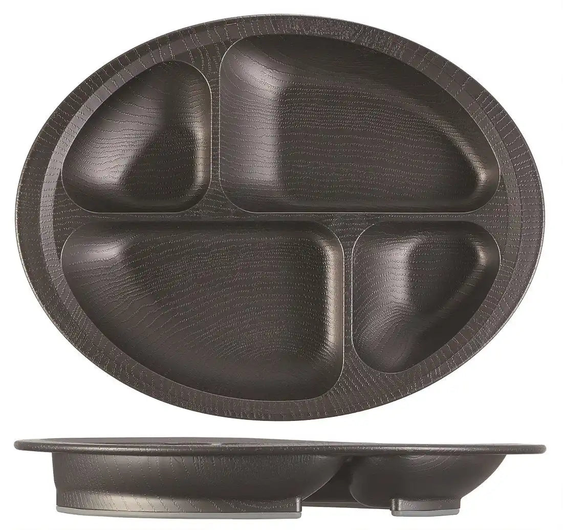 Skater Black Wood Grain Divider Plate Easy-Scooping Made in Japan NLPS1- Japan Figure Store - #1 Bring To You The Best Japanese Goods