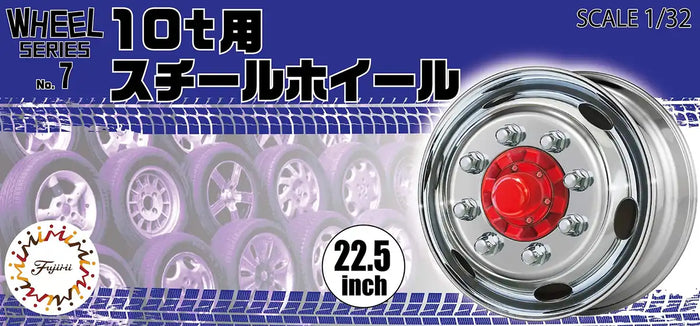 Fujimi 193489 W-7 1/24 Scale 10T Steel Wheel 22.5 Inch Wheel & Tire Set Plastic Model Parts- Japan Figure Store - #1 Bring To You The Best Japanese Goods