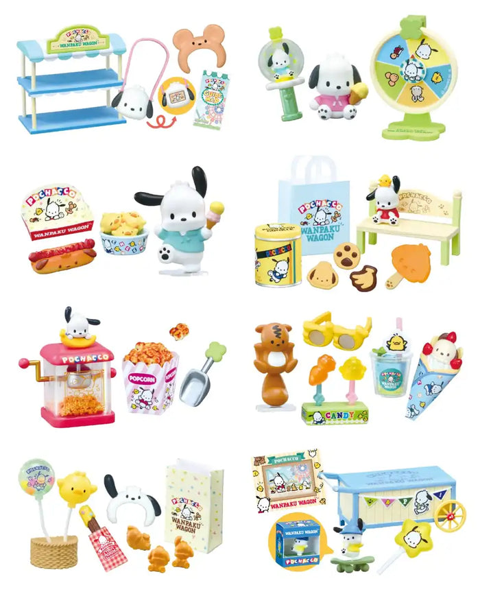 Re-Ment Sanrio Pochacco Parque de Atracciones Carrito Set 8 Piezas PVC y ABS