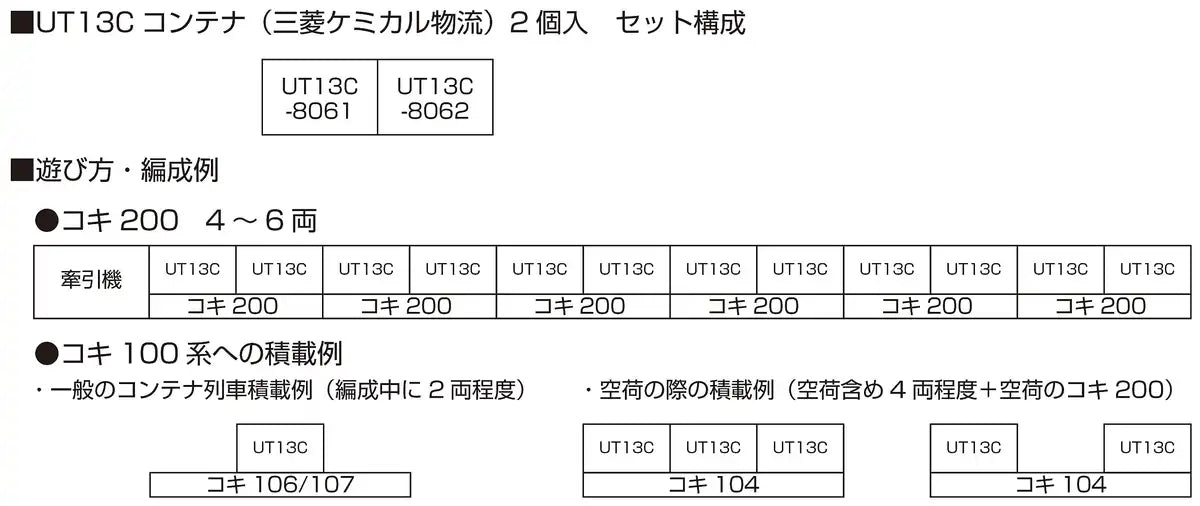 Kato N Gauge 2-Piece Ut13C Container Set Mitsubishi Chemical Logistics - Model Railway Supplies- Japan Figure Store - #1 Bring To You The Best Japanese Goods