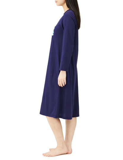 Sanrio Women's Navy Long Sleeve Room Dress - Cinnamoroll & Hello Kitty M- Japan Figure Store - #1 Bring To You The Best Japanese Goods