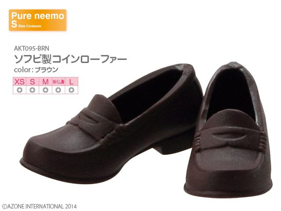 Azone International Pureneemo 1/6 Doll Brown Soft Vinyl Coin Loafers Akt095 Japan