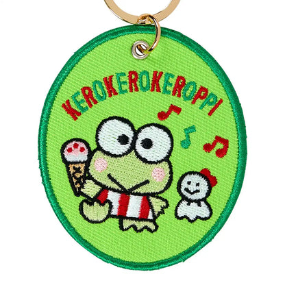 Sanrio Kerokerokeroppi Embroidered Patch Keychain Polyester Steel 1st Edition