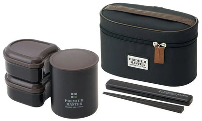 Skater Large Capacity 1100ml Black Insulated Lunch Box for Men Premium Master Jar- Japan Figure Store - #1 Bring To You The Best Japanese Goods