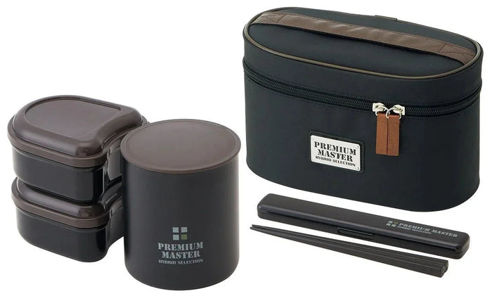 Skater Large Capacity 1100ml Black Insulated Lunch Box for Men Premium Master Jar- Japan Figure Store - #1 Bring To You The Best Japanese Goods