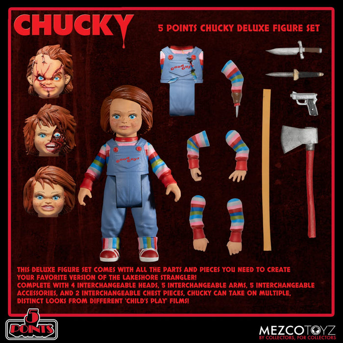 Mezco Chucky Actionfigur Deluxe Set 5 Punkte Kinderspielserie