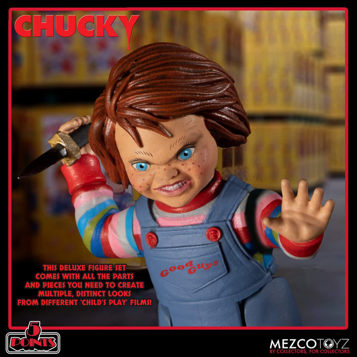 Mezco Chucky Action Figure Deluxe Set 5 Point Childs Play Series