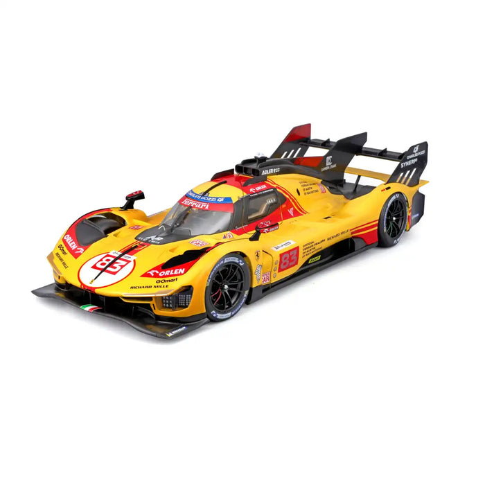 Kyosho Burago 1/43 Ferrari 499P Le Mans 2024 No. 83 Yellow Model Display