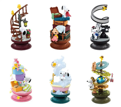 Re-Ment Peanuts Snoopy Spiral Diorama Set 6 Pieces PVC ABS H130mm W70mm D70mm