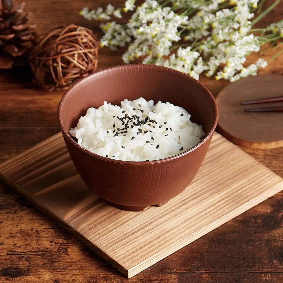 Skater Brown Wood Grain 370ml Rice Bowl - Easy to Hold Made in Japan- Japan Figure Store - #1 Bring To You The Best Japanese Goods