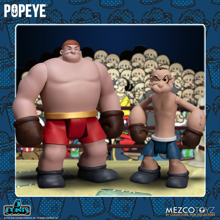 Mezco 5-Point Popeye and Oxheart 3.75 Inch Action Figure Set Duo