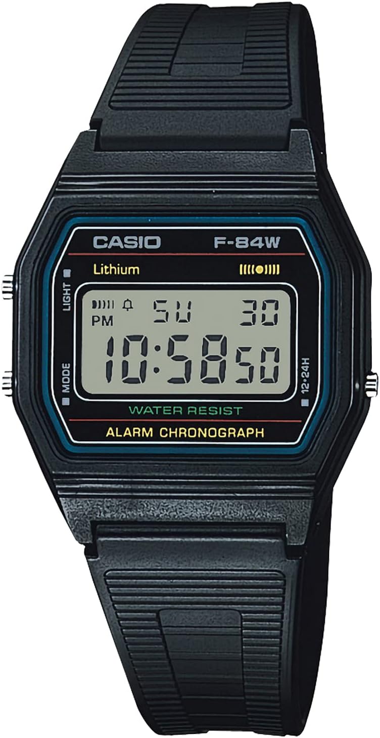 Casio F84W-1 Men's Black Digital Watch Water Resistant Slim Design