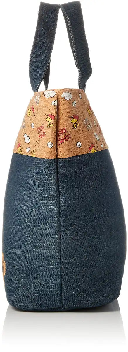 Skater Snoopy Peanuts Denim-Cork Cooler Bag M - Eco-friendly Portable Lunch Bag- Japan Figure Store - #1 Bring To You The Best Japanese Goods