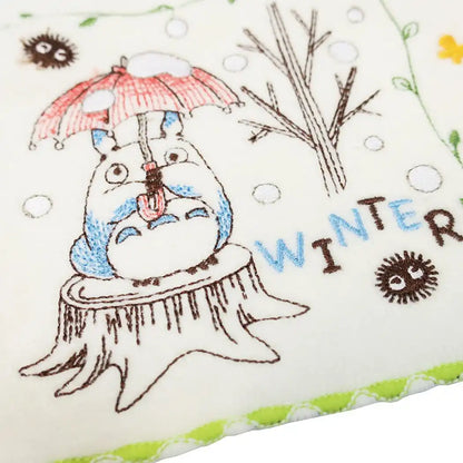 MARUSHIN Studio Ghibli My Neighbor Totoro Full Embroidery Mini Towel 'Four Seasons Of Nature'- Japan Figure Store - #1 Bring To You The Best Japanese Goods