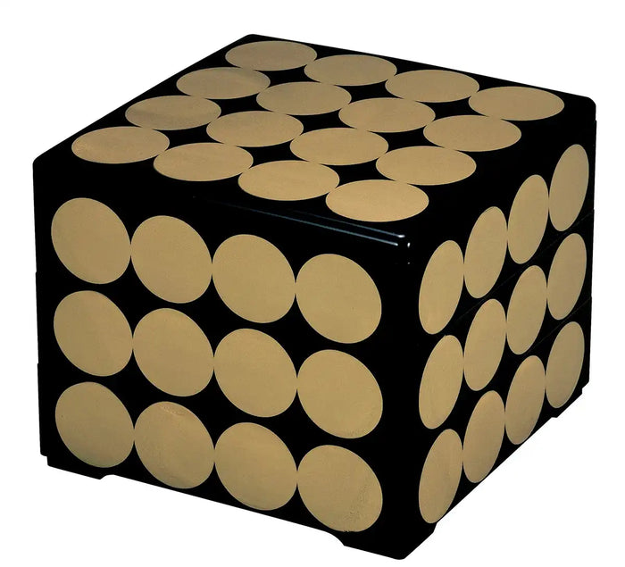 Wakaizumi Lacquerware 3-Tier Box 6.5Cm Gold Circle Joint (Black Inner) Japan H-154-13-A- Japan Figure Store - #1 Bring To You The Best Japanese Goods