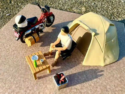 Tomytec Geocolle 64 Car Snap 30A Solo Camping Set with Honda CT125 Hunter Cub
