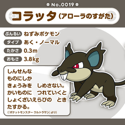 A019 ぬいぐるみ Pokémon fit コラッタ(アローラのすがた)