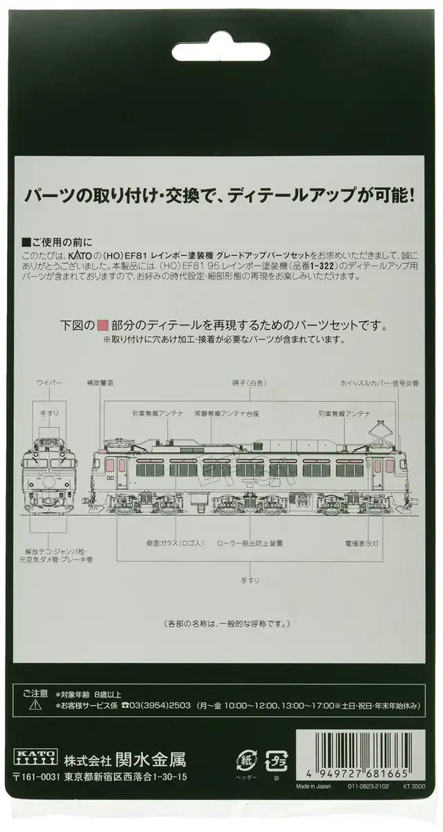 KATO Ef81 Rainbow 7-103-2 Upgrade Parts Set for Ho Gauge Railway Models
