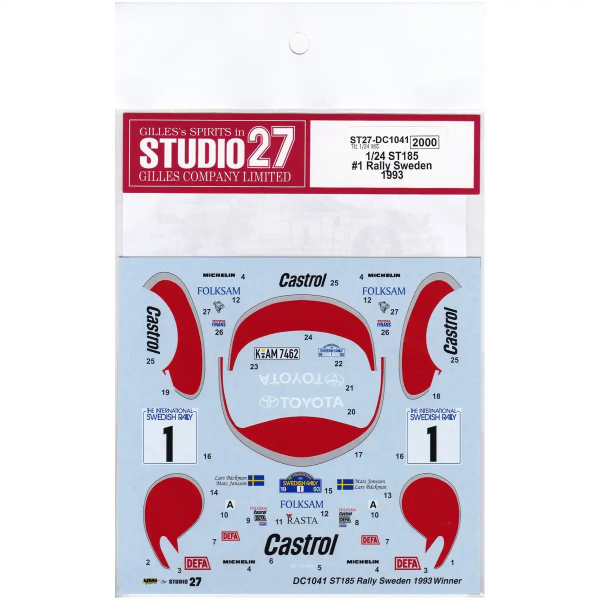 Studio27 1/24 Celica Gt-Four St185 #1 Rally Sweden 1993 Decal Scale Car Model Parts- Japan Figure Store - #1 Bring To You The Best Japanese Goods