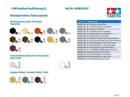 TAMIYA 32597 German Tank Panther Ausf. D 1/48 Scale Kit- Japan Figure Store - #1 Bring To You The Best Japanese Goods