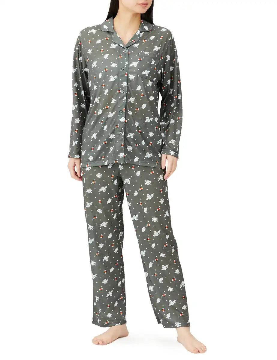 Sanrio Pajama Set Long Sleeve Charcoal Gray Hangyodon & Cinnamoroll Women’s Jersey- Japan Figure Store - #1 Bring To You The Best Japanese Goods