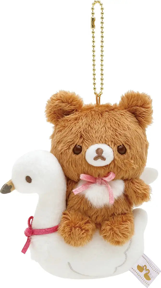 San-X Rilakkuma Swan and Golden Flower Hanging Plush Toy with Chiroikoguma- Japan Figure Store - #1 Bring To You The Best Japanese Goods