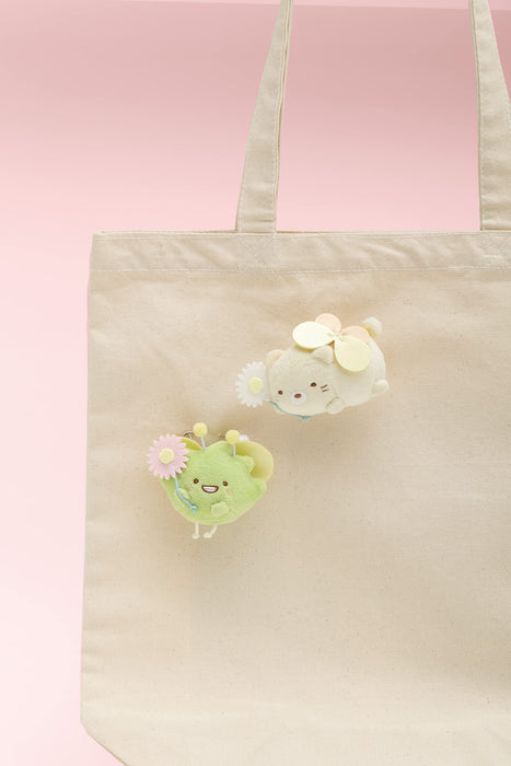 San-X Sumikko Gurashi Flower Garden Badge en peluche Chat Ab14001