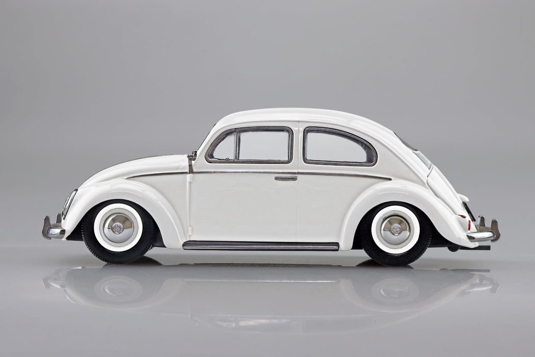 Aoshima 1/32 Rakupla Snap Kit VW Beetle Pearl White Pre-Colored Model