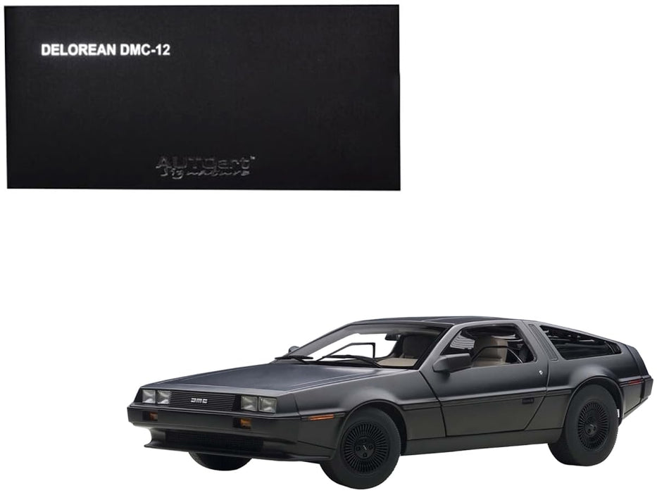 Modèle DeLorean DMC noir mat à l'échelle 1/18 d'Autoart 79912