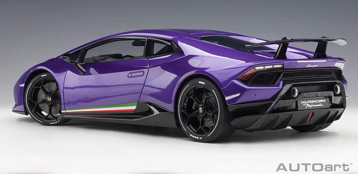 Modèle réduit de voiture Lamborghini Huracan Performante Pearl Purple à l'échelle 1/12 de Autoart