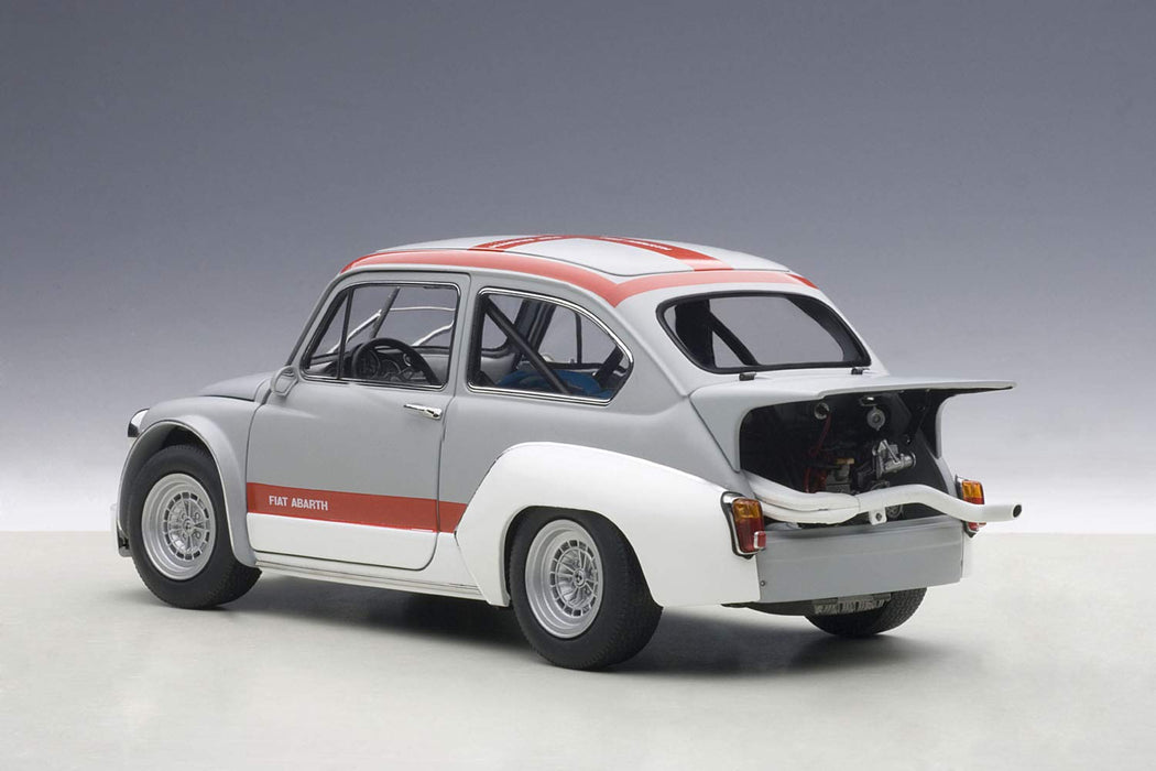 Modèle réduit de voiture Fiat Abarth 1000 Tcr à rayures grises et rouges à l'échelle 1/18 de Autoart