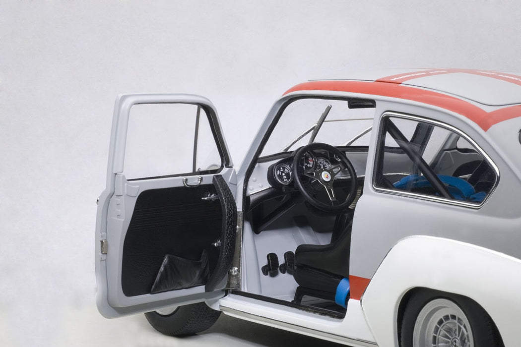 Modèle réduit de voiture Fiat Abarth 1000 Tcr à rayures grises et rouges à l'échelle 1/18 de Autoart