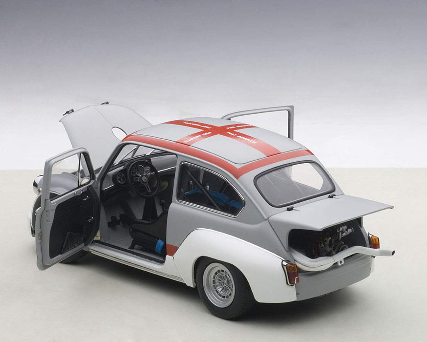 Modèle réduit de voiture Fiat Abarth 1000 Tcr à rayures grises et rouges à l'échelle 1/18 de Autoart